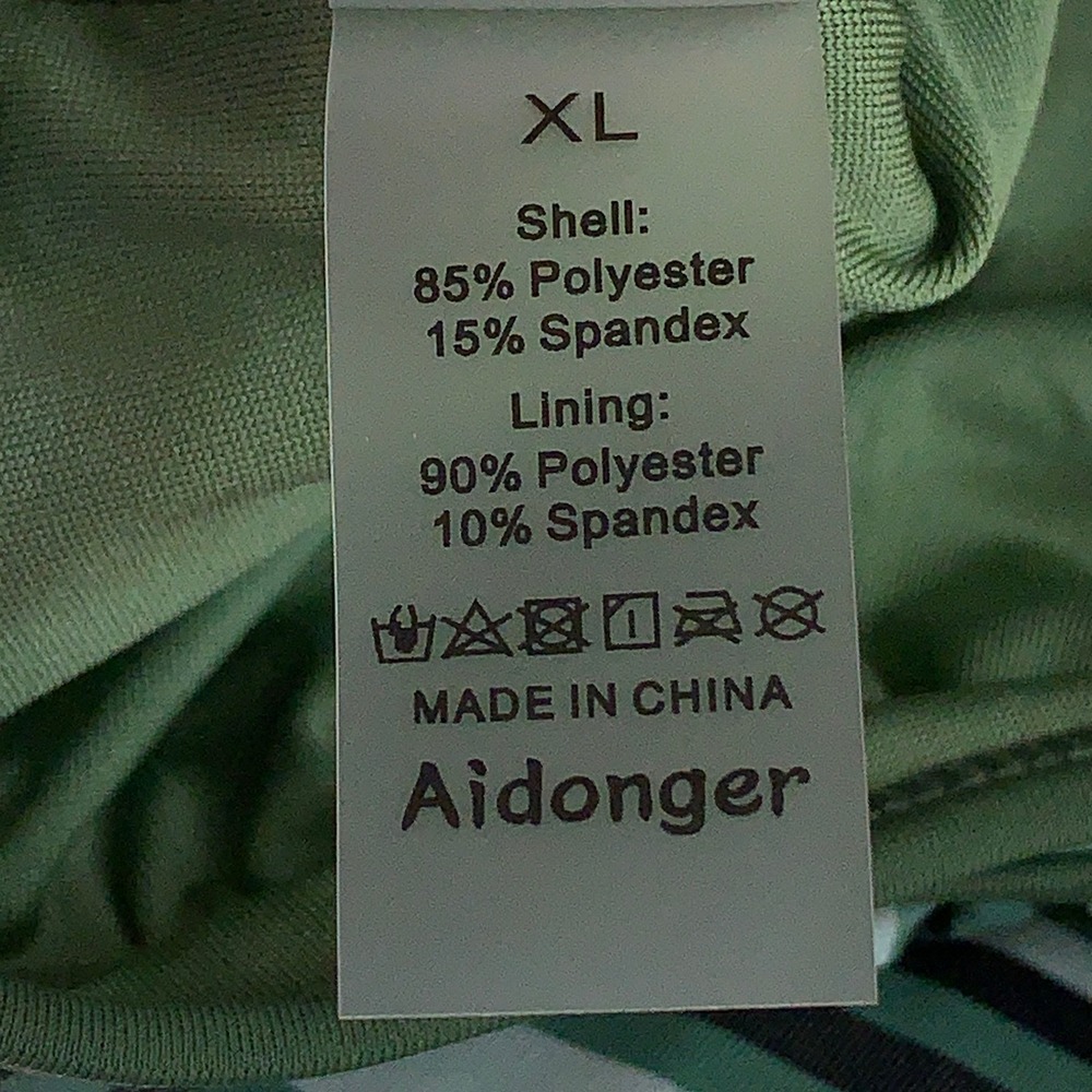 Aidonger Womens X-Large Green Striped High Waist Bottom 2 Piece Bikini Set NWT - Picture 5 of 9